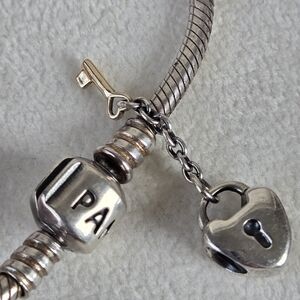 Pandora two tone Key to my Heart charm with 14k gold key